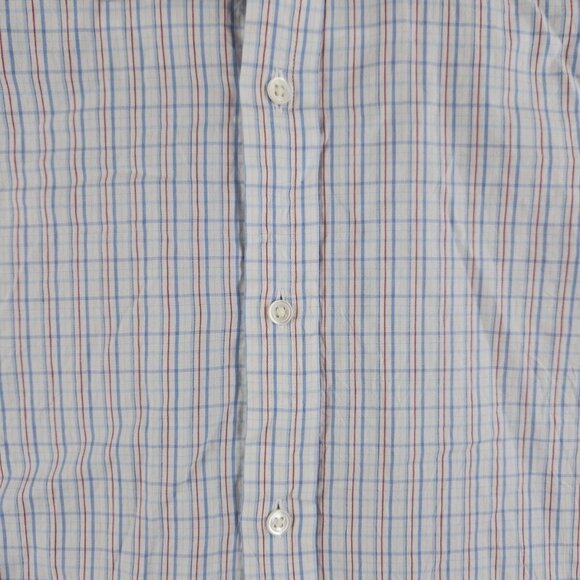 Thomas Pink Long Sleeve Button Up Cotton Red White Blue Check 15.5 34 Men French - Picture 14 of 15